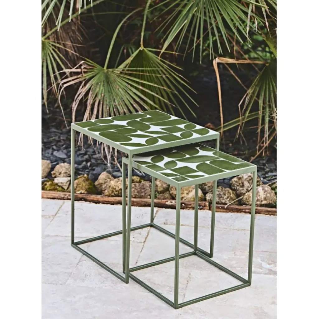 Fabrique de Styles Table d'appoint gigogne de jardin (lot de 2) en fer - Bologna*Enfant Tables Basses, Guéridons|Jardin