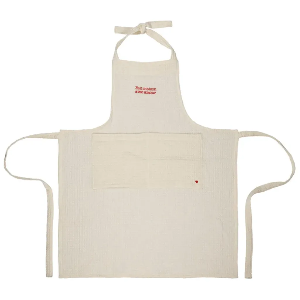 Fabrique de Styles Tablier en coton écru et rouge - Famille* Torchons, Tabliers Et Maniques