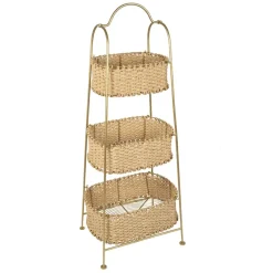 Fabrique de Styles Étagère 3 paniers en jute et fer doré h104cm - Réserve* Bibliothèques Et Étagères