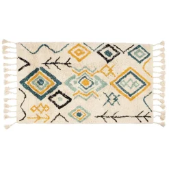 Fabrique de Styles Tapis karres naturel et bleu 70x145cm* Tapis