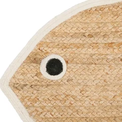 Fabrique de Styles Tapis poisson en jute naturel et blanc 100x65cm - Eté A La Mer* Tapis