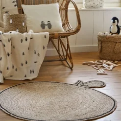 Fabrique de Styles Tapis pomme en jute et coton d100cm - Les fruits*Enfant Déco