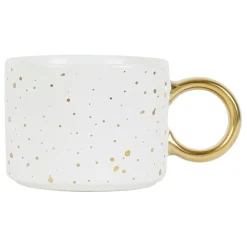 Fabrique de Styles Tasse à thé en grès blanc mat et doré 30cl - Astre* Tasses Et Mugs