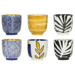 Fabrique de Styles Tasses (x6) arty folk bleu 15cl en gres* Tasses Et Mugs