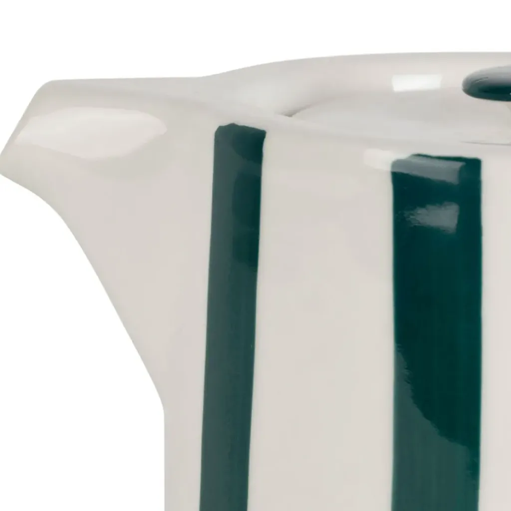 Fabrique de Styles Théière rayée en grès émeraude et blanc avec filtre 1l - Alaria* Théières Et Cafetières