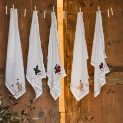 Fabrique de Styles Torchon en coton blanc avec fraises 70x50cm - A La Ferme* Torchons, Tabliers Et Maniques