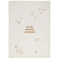 Fabrique de Styles Torchon en coton écru et brun 70x50cm - La Ferme* Torchons, Tabliers Et Maniques