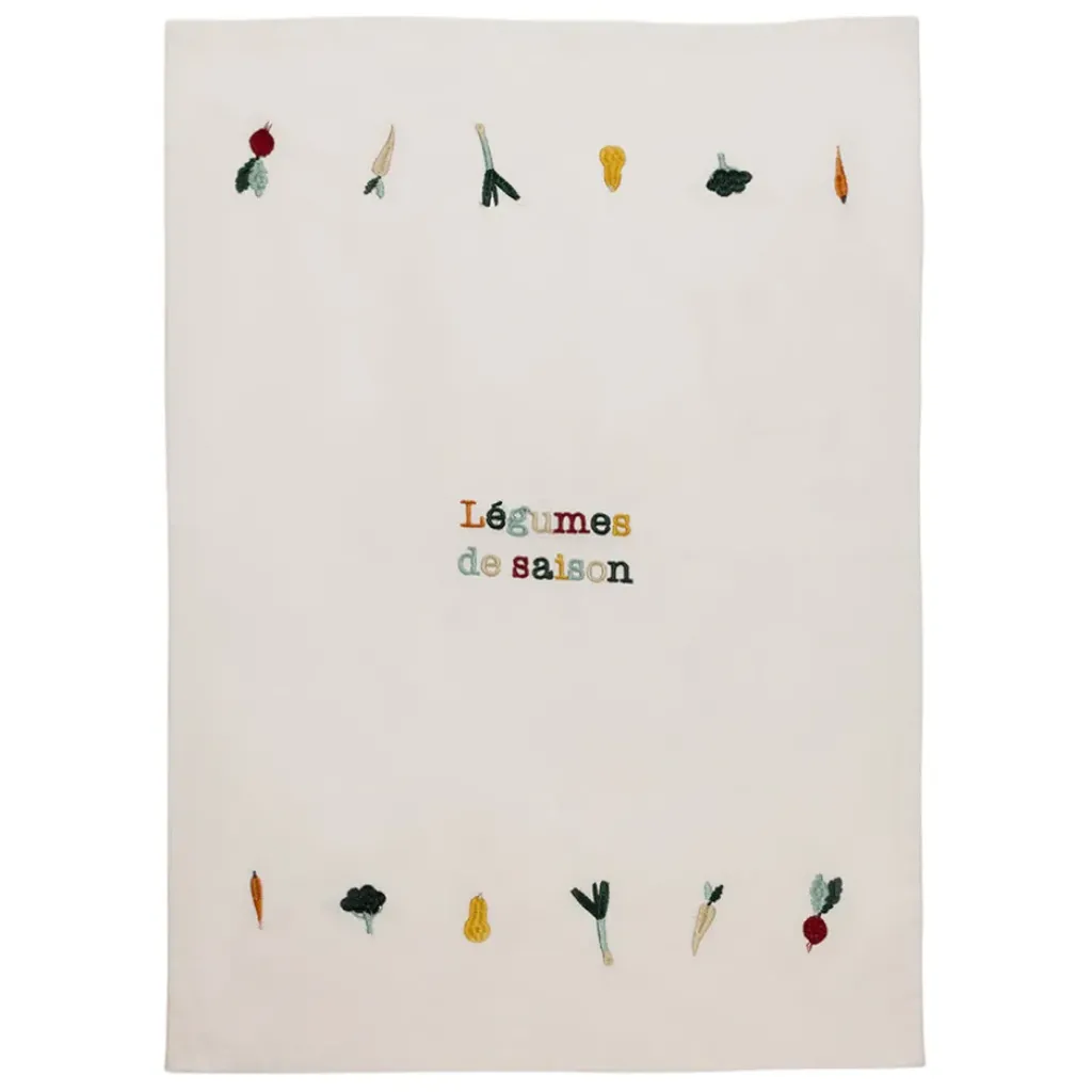 Fabrique de Styles Torchon saison en coton écru 70x50cm - P'tit Legumes* Torchons, Tabliers Et Maniques