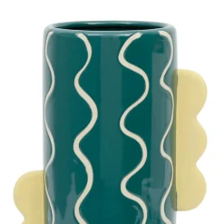 Fabrique de Styles Vase cylindrique en grès émeraude et jaune h30cm - Lumi* Vases Et Soliflores