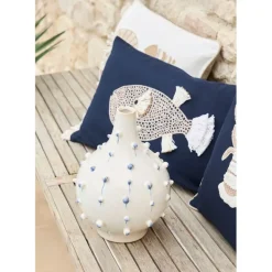 Fabrique de Styles Vase dame jeanne en grès blanc et bleu h25cm - Delicio* Vases Et Soliflores