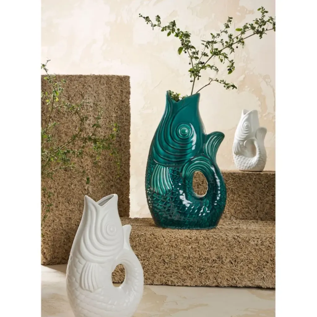 Fabrique de Styles Vase Poisson en gres vert h39cm* Vases Et Soliflores