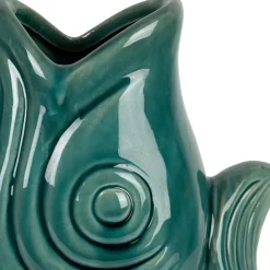 Fabrique de Styles Vase poisson en grès émeraude h30.5cm - mer* Vases Et Soliflores
